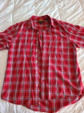 Timberland Red Plaid Short-Sleeve Button-Down Shirt